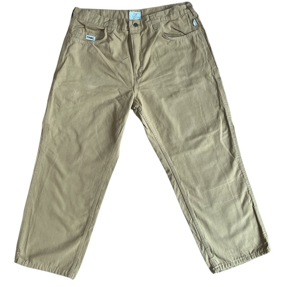 USED TYNDALE CAT 2 ARC RATED/FLAME RESISTANT CARGO KHAKIS. MADE IN USA. 38x28